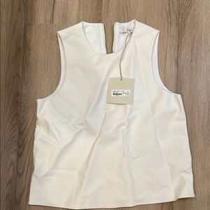 Elegant White leather Sleeveless Top